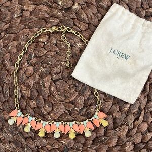 J.Crew Multi Crystal & Stone Statement Necklace Gold Tone